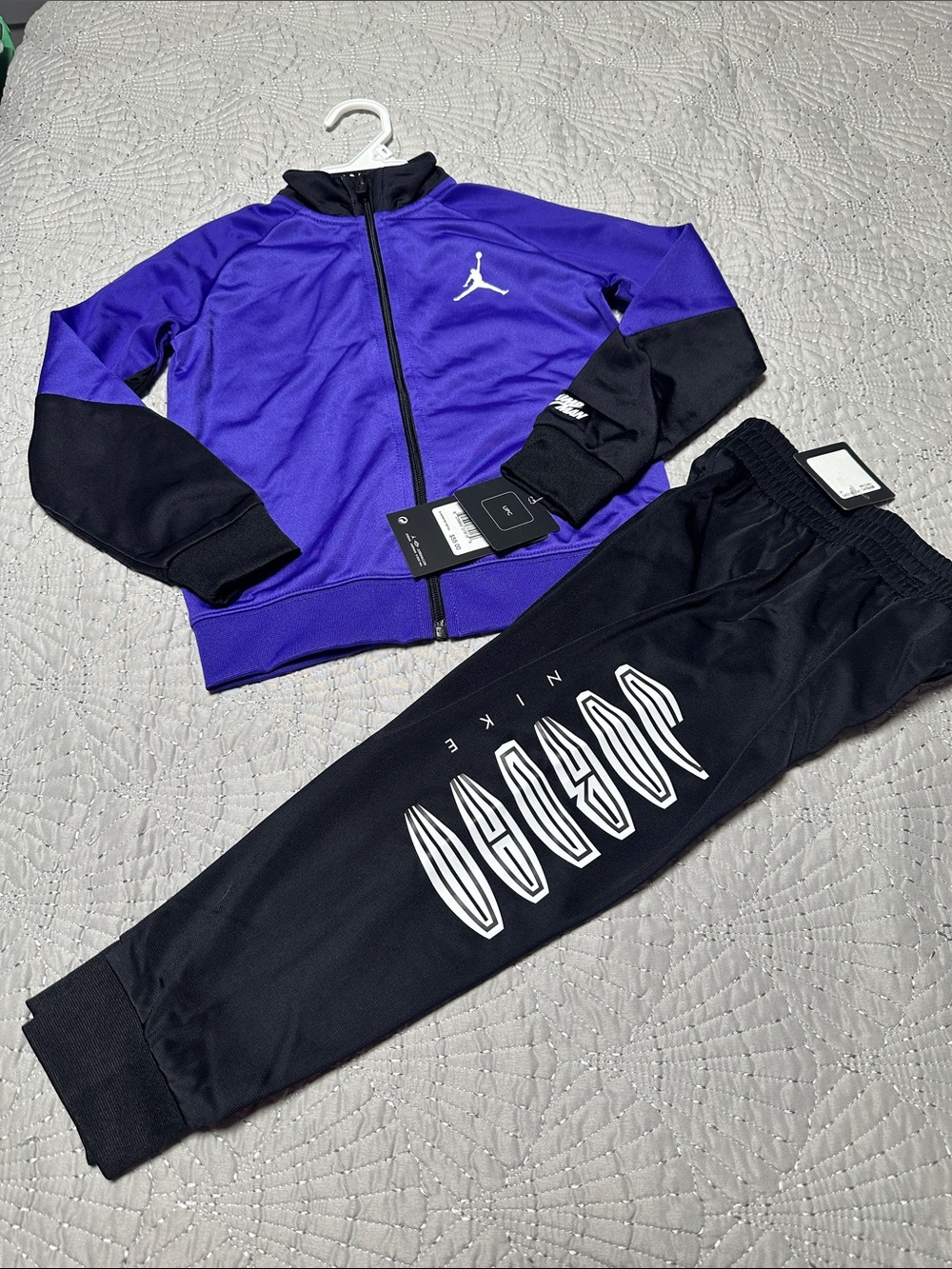 Jordan Kids Purple and Black Track Jacket & Joggers Set, NWT’s, Size 4T